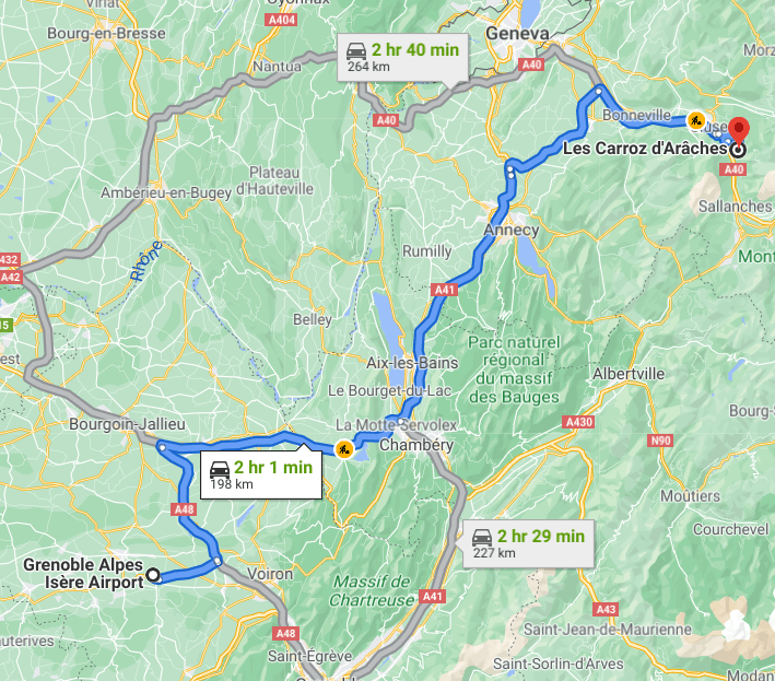 The route from Grenoble to Les Carroz