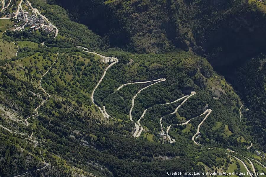 A series of hairpin bends on a mountain road