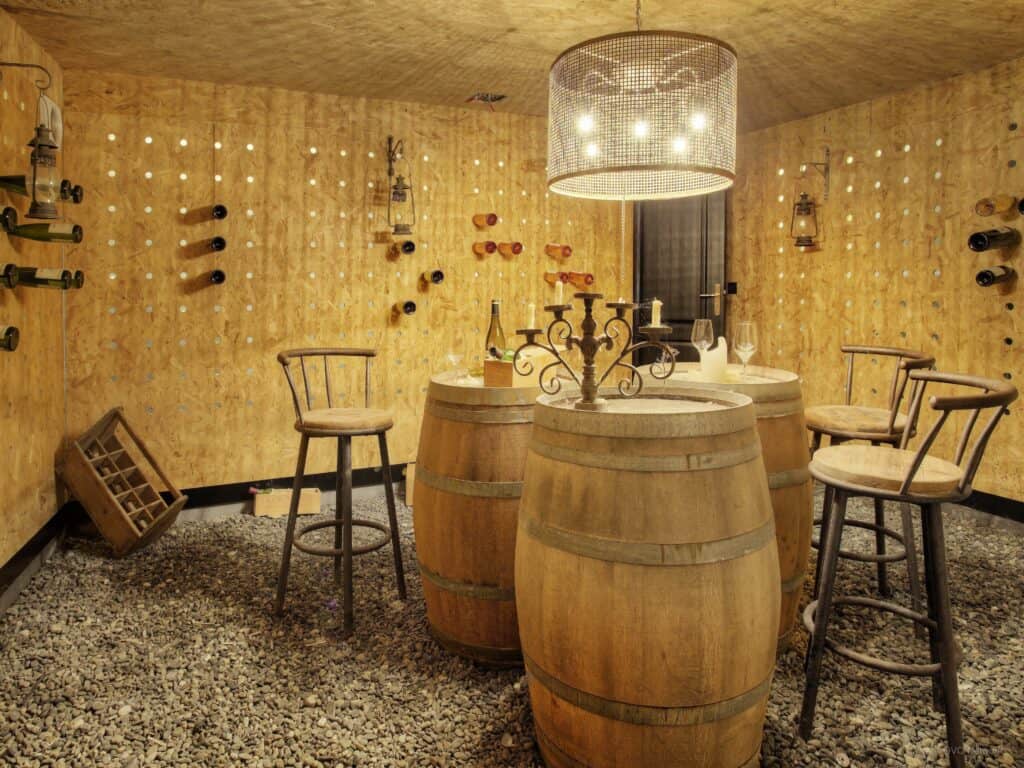 Wine cellar at Chalet Kalyssia.