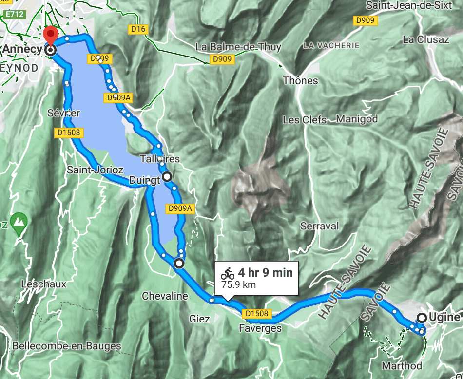 Plan du circuit Annecy–Ugine–Annecy