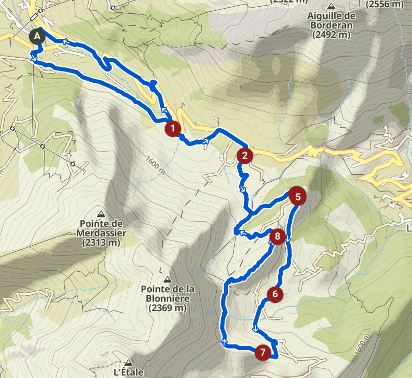 A map of the route of Col des Aravis – La Croix des Frêtes loop from La Clusaz