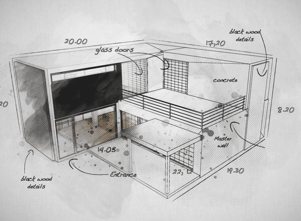 Dessin de plan de maison.