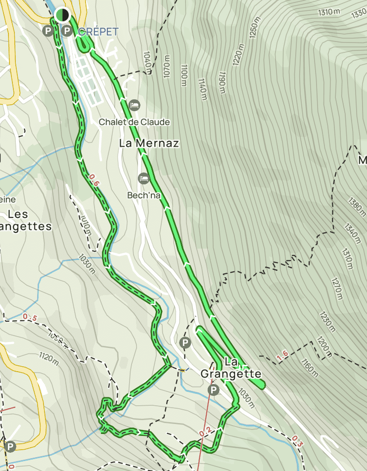 Tracé sur carte du chemin du Renard.