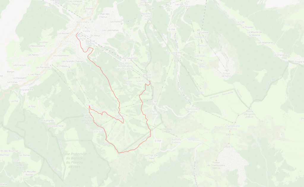 A map of the route of Les Crêtes de la Rosta