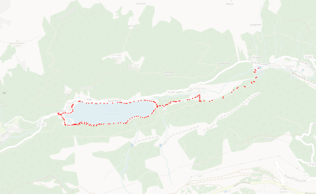 A map of the route around Montriond Lake