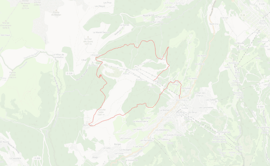 A map of the route of Le Grand Tour des Chavannes