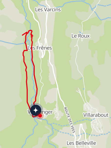 Tracé sur plan du circuit des demoiselles coiffées, près de Saint-Martin.