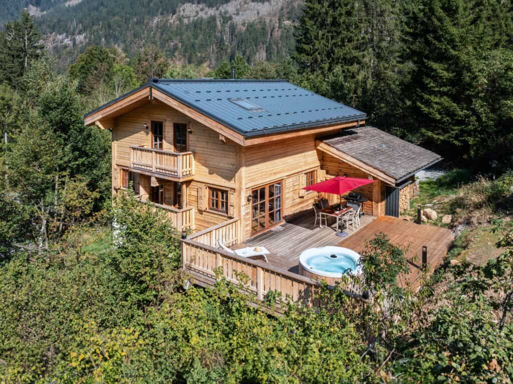 Sunny decking of an Alpine chalet