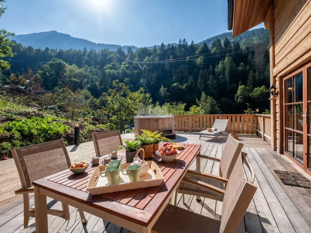 Sunny terrace with outdoor seating