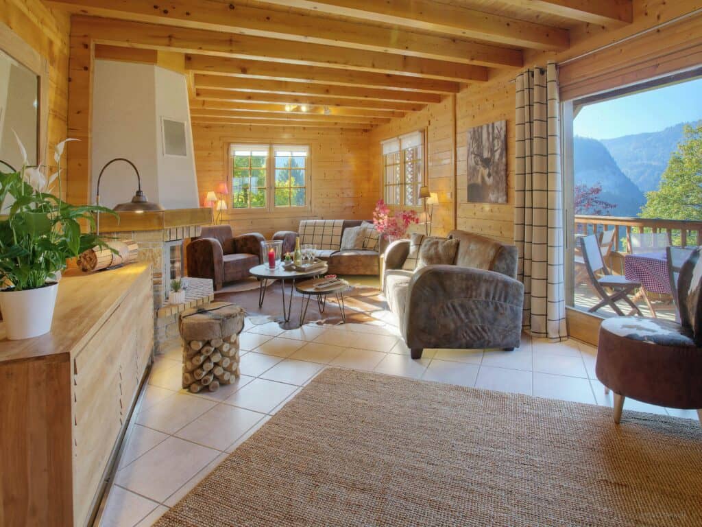 Alpine living room with mountain views