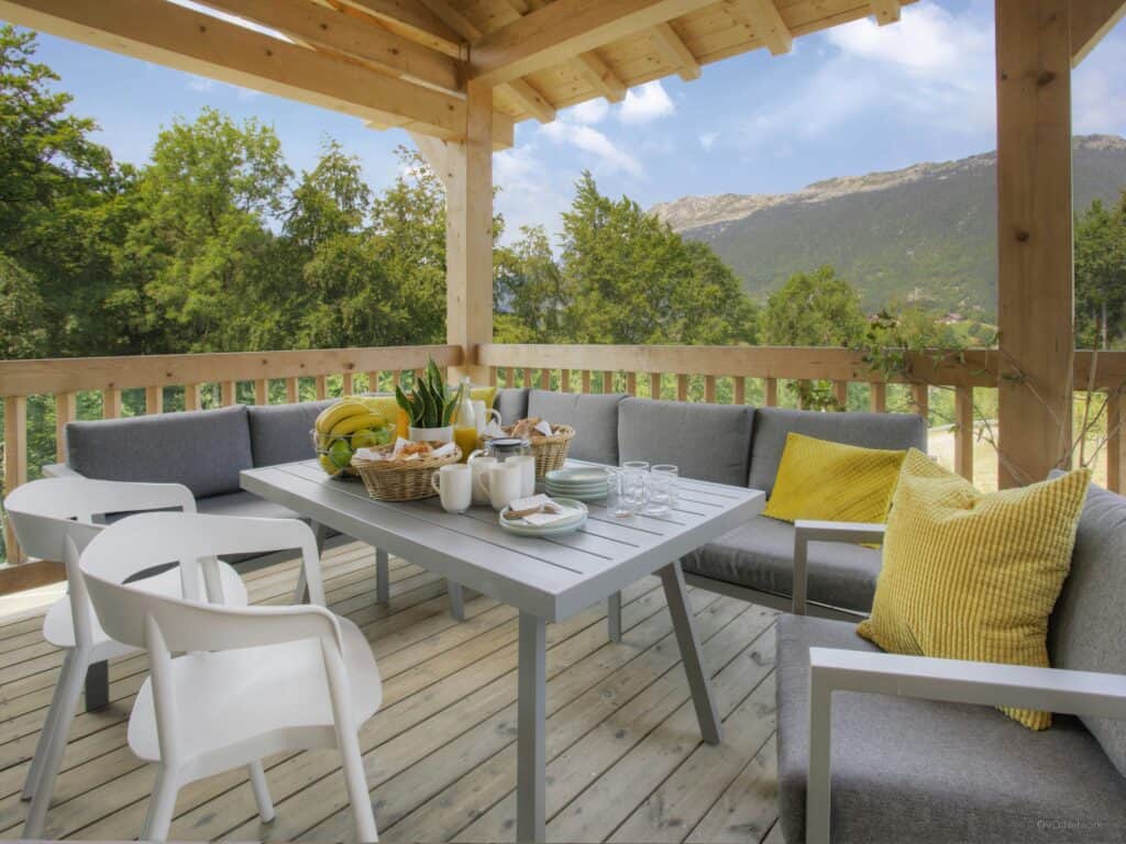 Chalet terrace with outdoor furniture